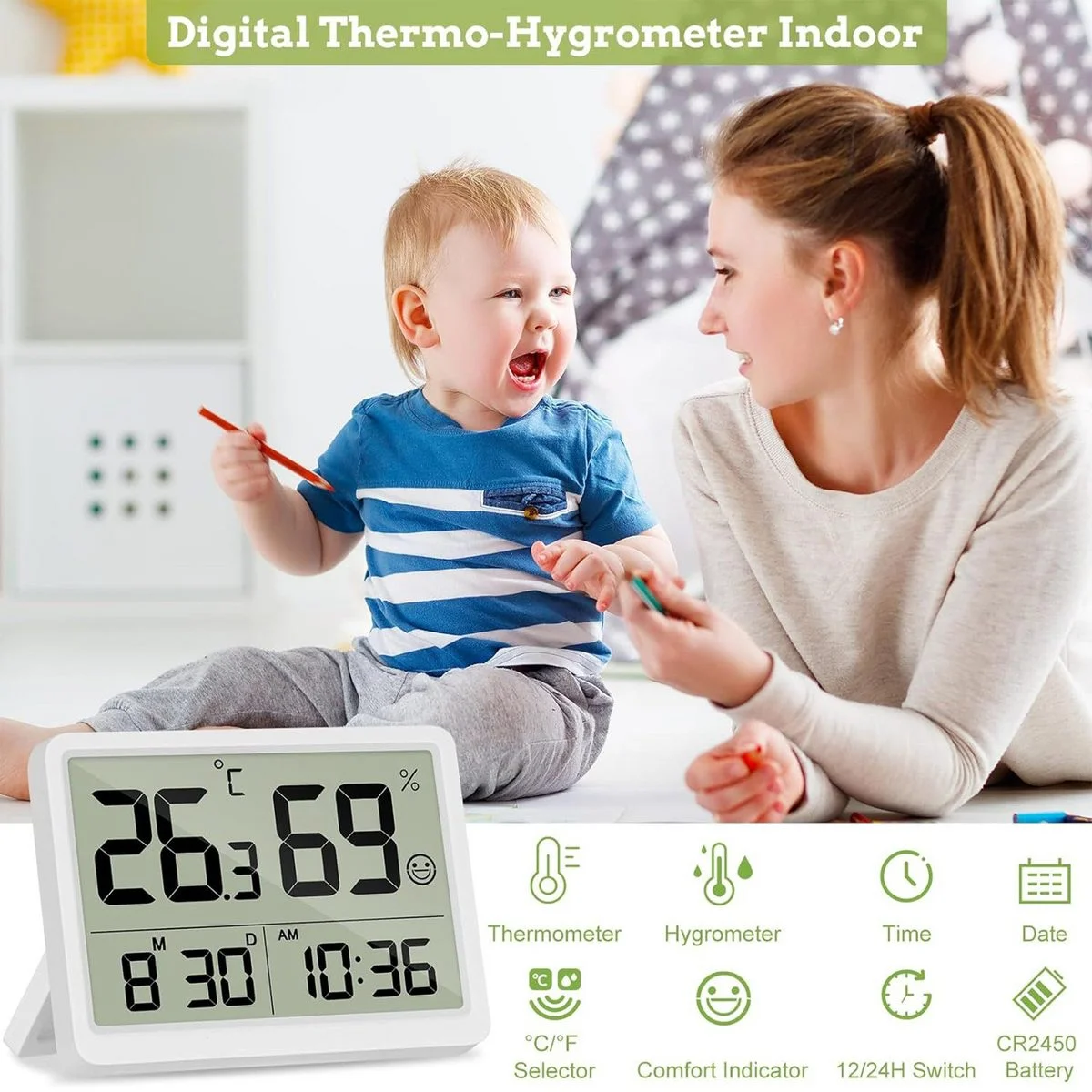 BRAIDOL Digitales Raumthermometer & Hygrometer – Innenwetterstation
